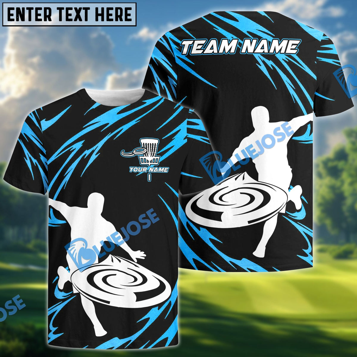 BlueJose Disc Golf Power Throw Polo Personalized Name, Team Name 3D Shirt (4 Colors)