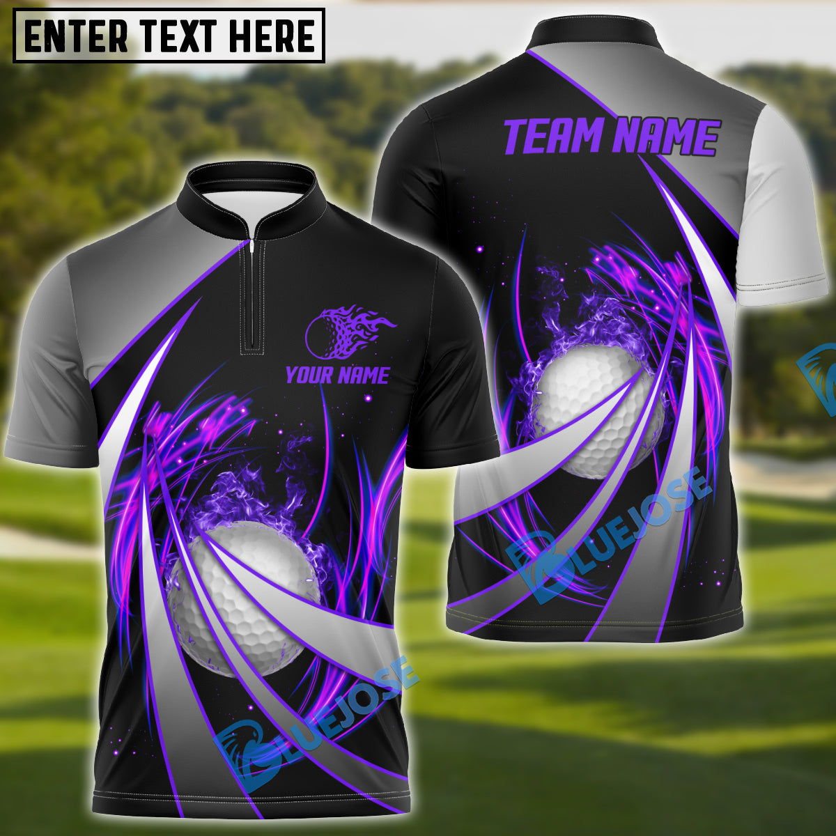 BlueJoses Flame Golf Tornado Pattern Customized Name 3D Shirt (4 Colors)