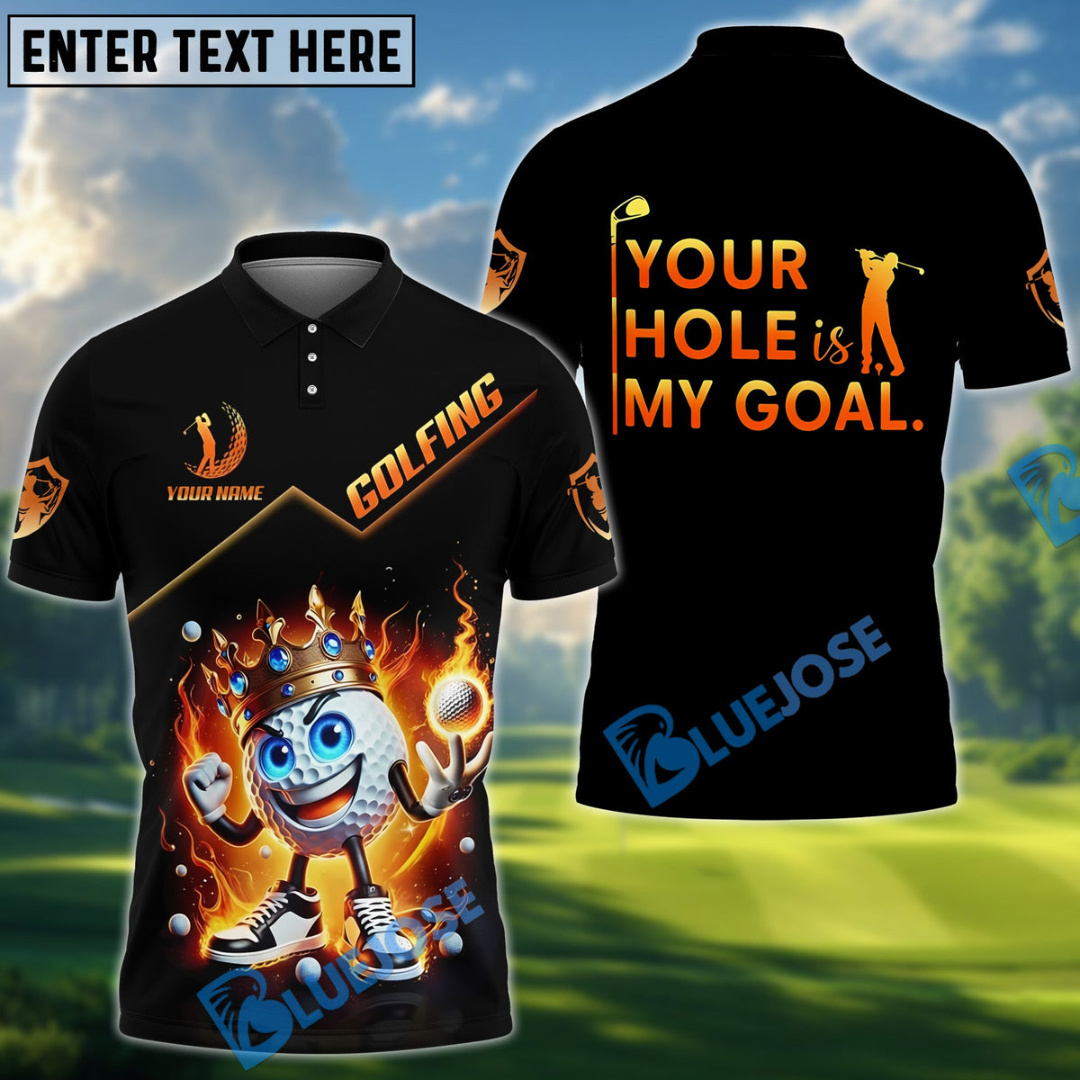BlueJose Your Hole Is My Goal Funny Golf Polo Shirt, Custom Name Golf 3D Shirts