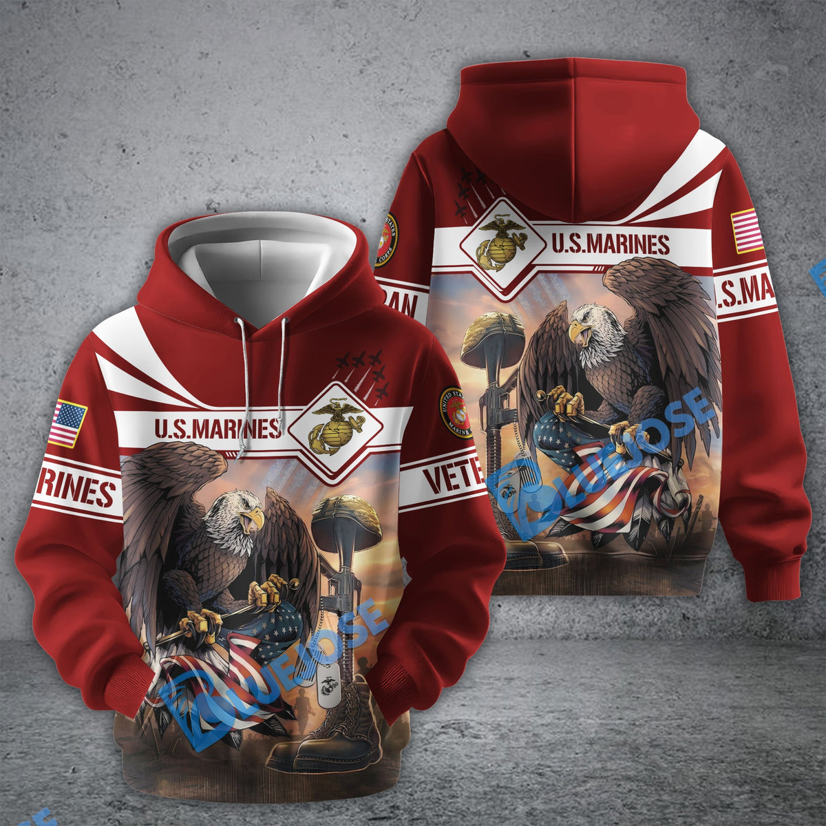 BJ Premium Proudly Served US Veteran Zip Hoodie