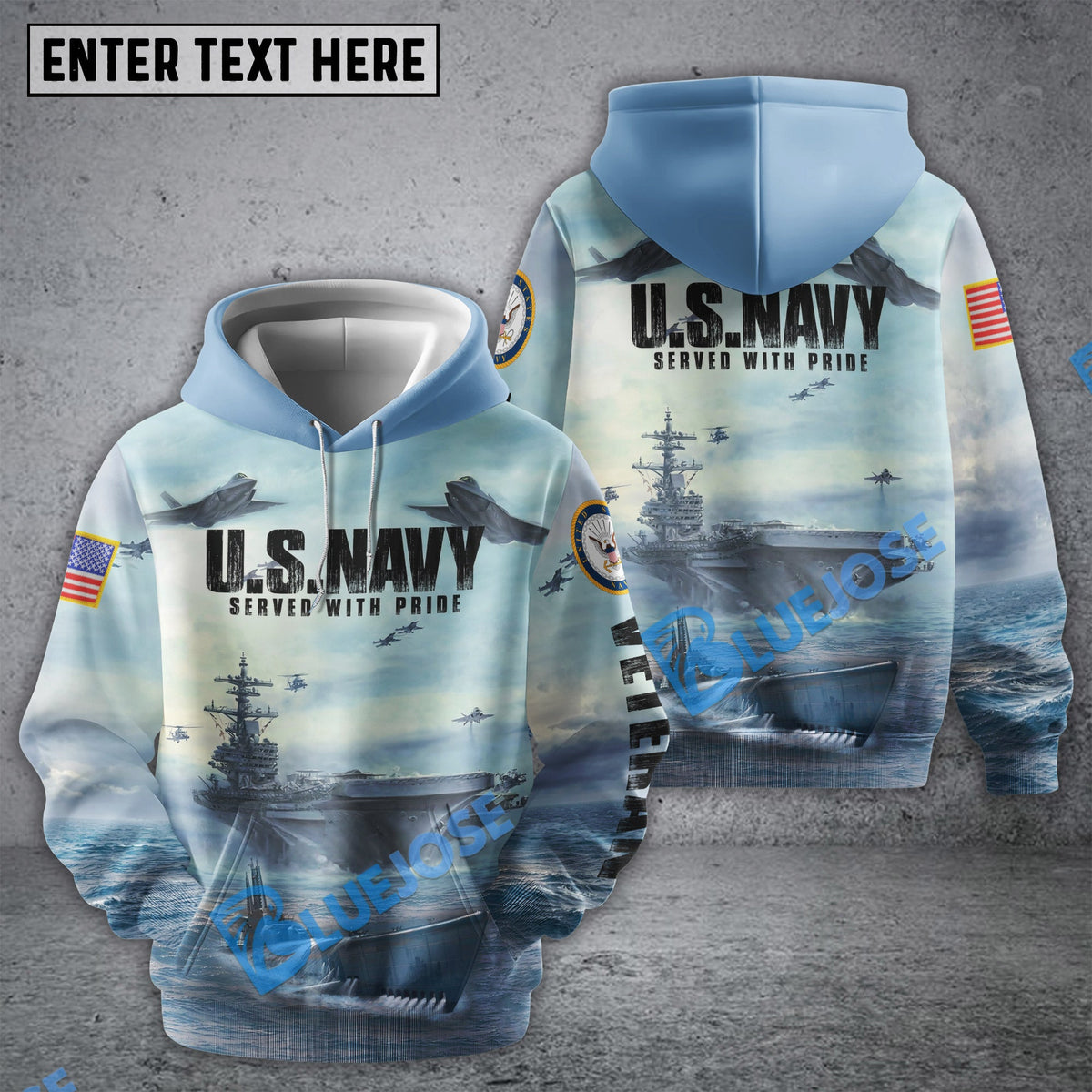 BJ Premium U.S. Navy Veteran Zip Hoodie