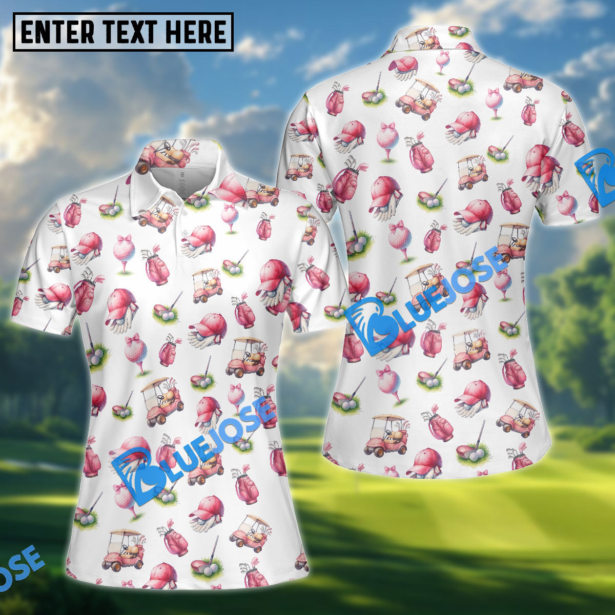 BlueJose Pink Golf Pattern Polos, Women‚Äö√Ñ√¥s Golf Shirt, Golf Shirts For Ladies