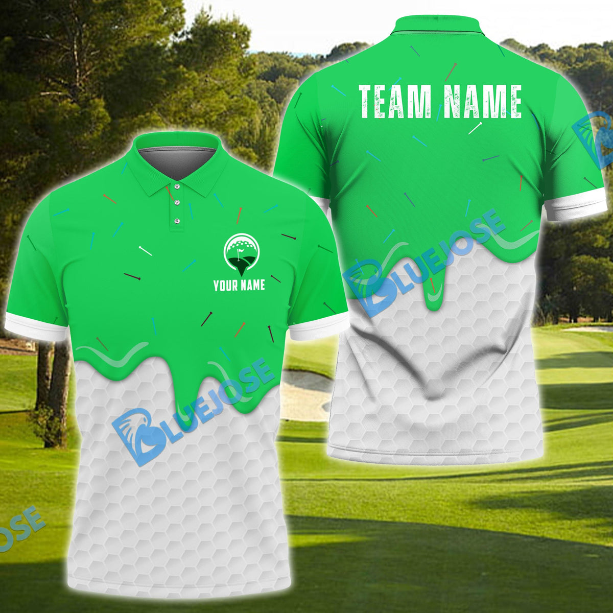 BlueJose  Golf Ice Cream Melting On Ball Cone Multicolor Option Polo Shirt (6 Colors)