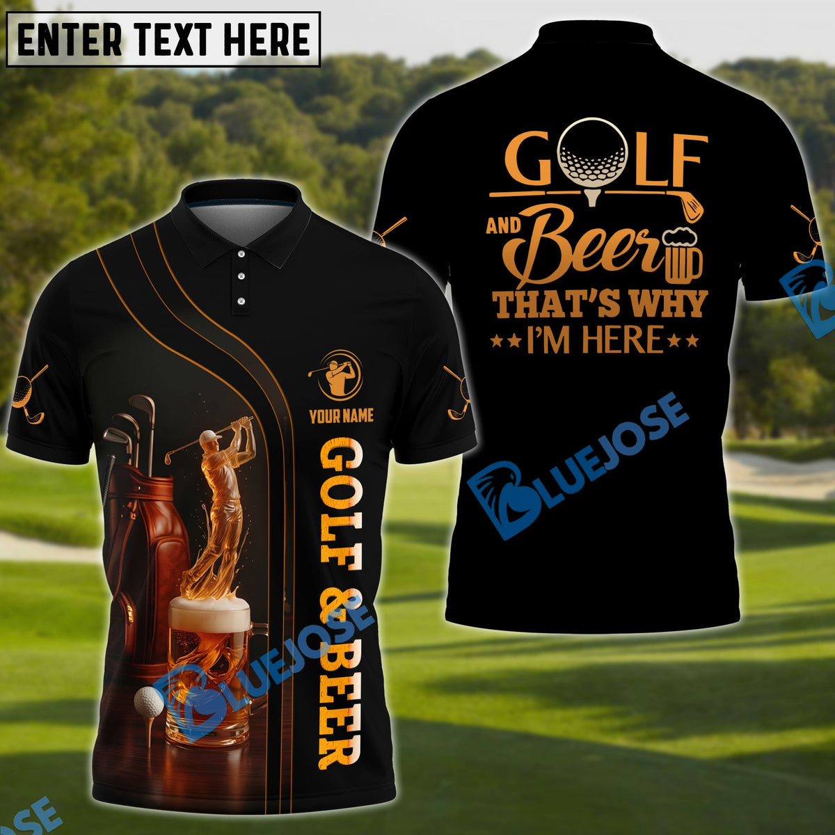 BlueJose Funny Beer Golf Shirt, Custom Name & Team Name 3D Shirts