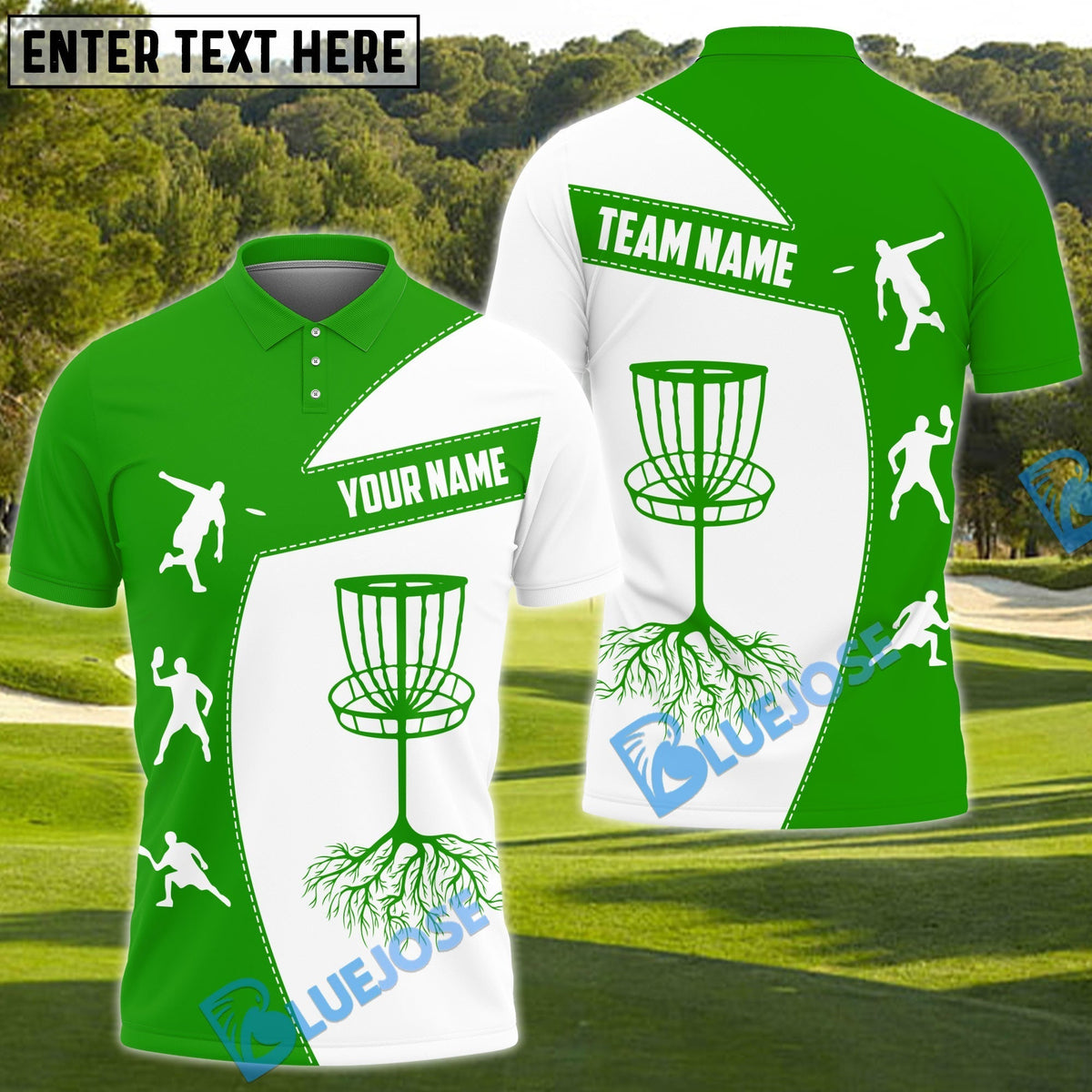 BlueJose Power Drive Disc Golf Polo Shirt Personalized Name, Team Name 3D Shirt (4 Colors)