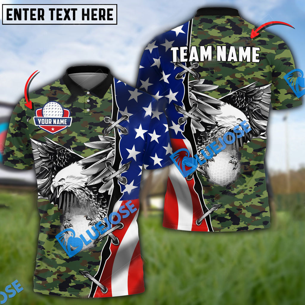 BlueJose Golf Flag Eagle Golf Ball Customized Name, Team Name 3D Shirts (4 options)