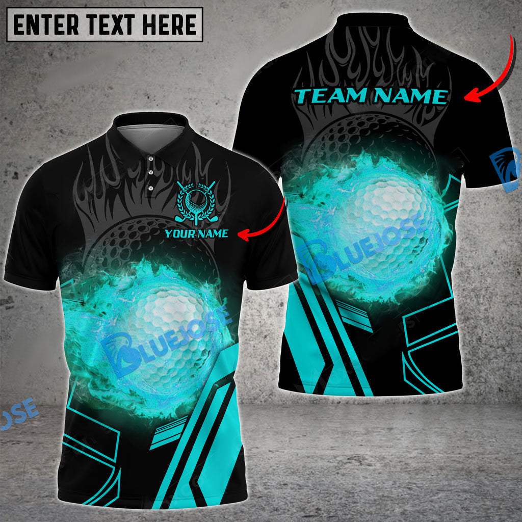 BlueJose Golf Ball Epic Flame Shadow Customized Name, Team Name 3D Shirts (4 Colors)