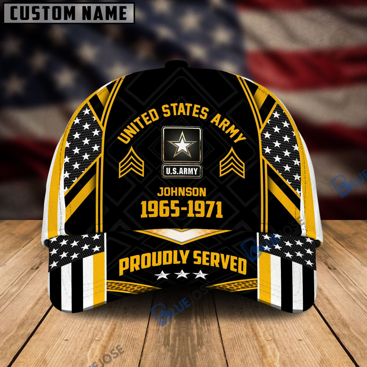 BJ Premium Custom Name Rank And Year US Veteran Cap