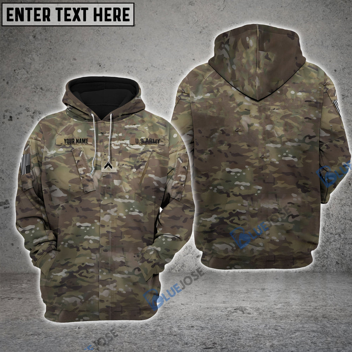 BJ Premium Multiple US Military Services Veteran Personalize Hoodie