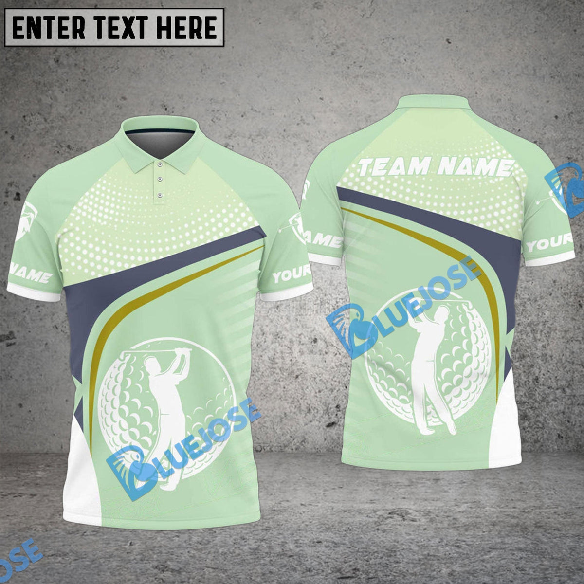 BlueJose Golf Silhouette Dot Pattern Customized Name, Team Name 3D Shirts (4 Colors)