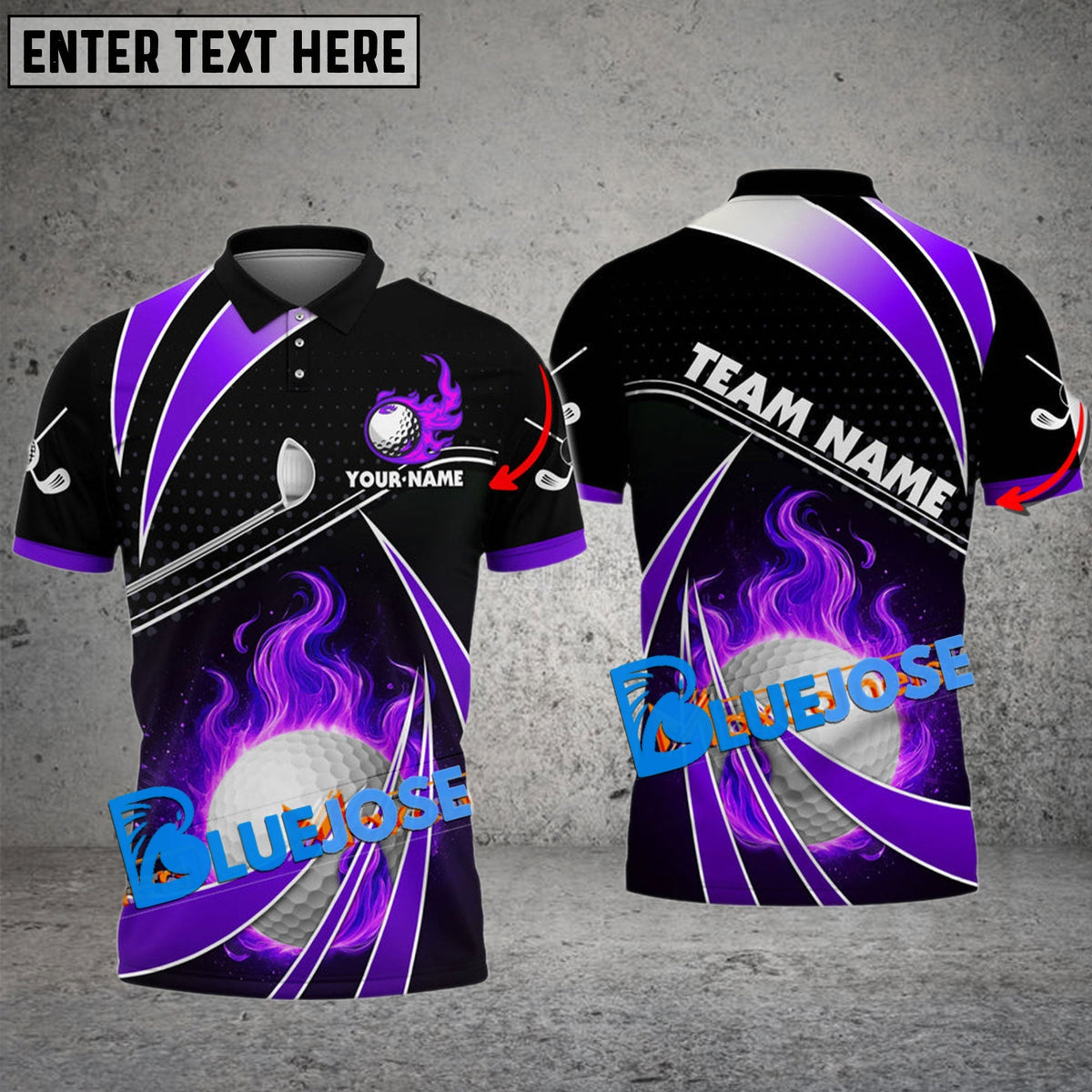 BlueJose Golf Fire Light Customized Name, Team Name 3D Shirts (6 Colors)