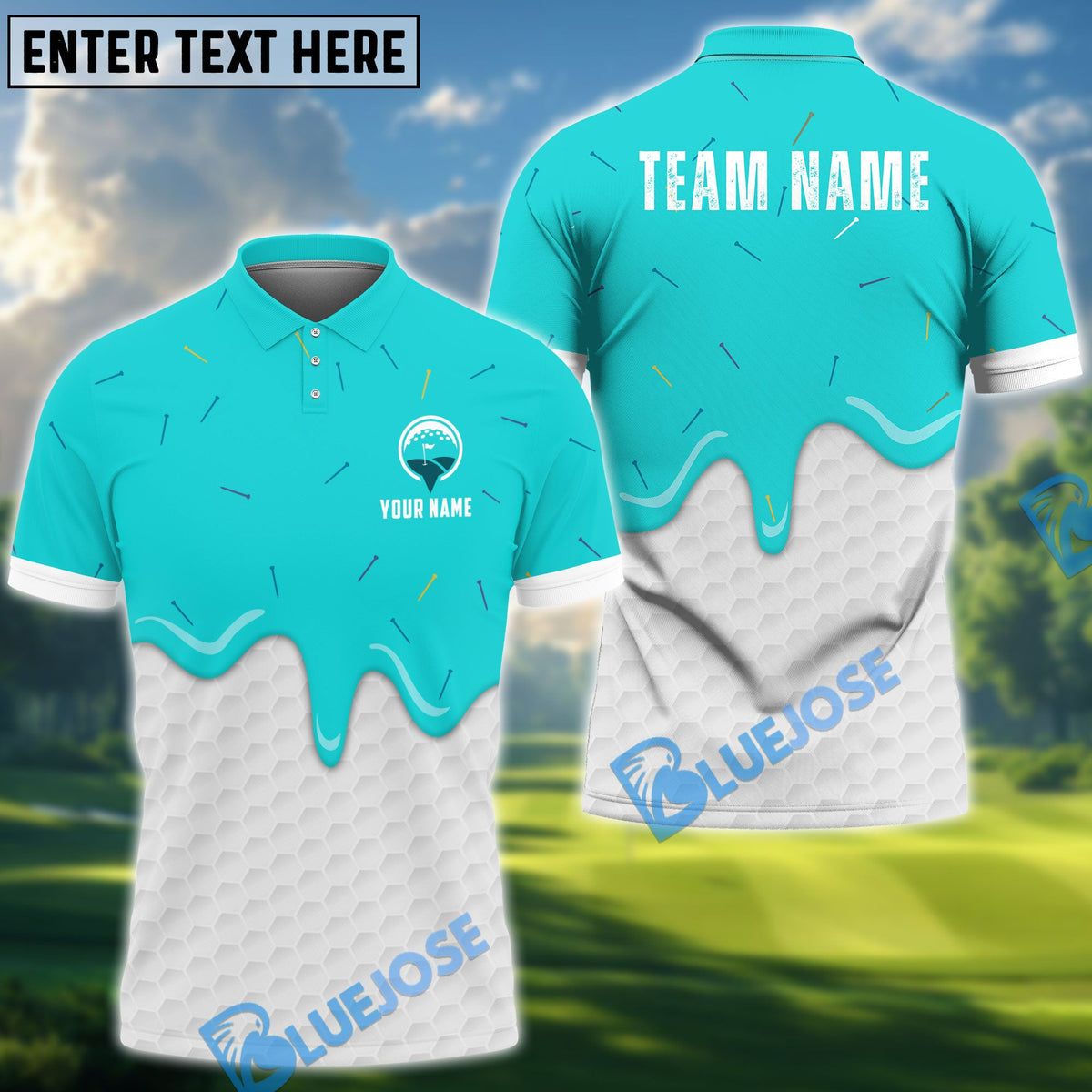 BlueJose  Golf Ice Cream Melting On Ball Cone Multicolor Option Polo Shirt (6 Colors)