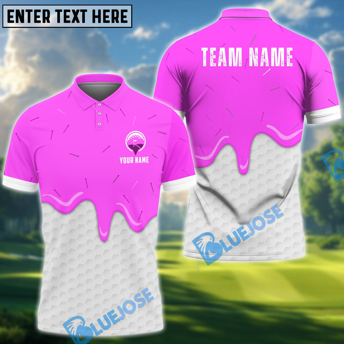 BlueJose  Golf Ice Cream Melting On Ball Cone Multicolor Option Polo Shirt (6 Colors)