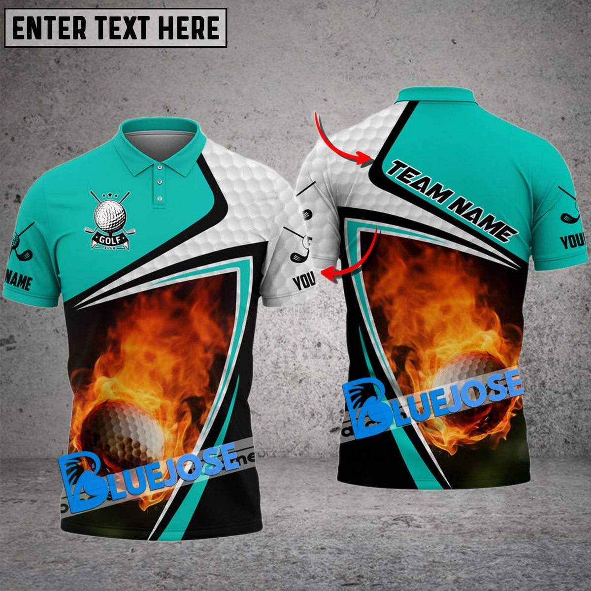 BlueJose Golf Fire Skin Ball Customized Name, Team Name 3D Shirts (4 Colors)