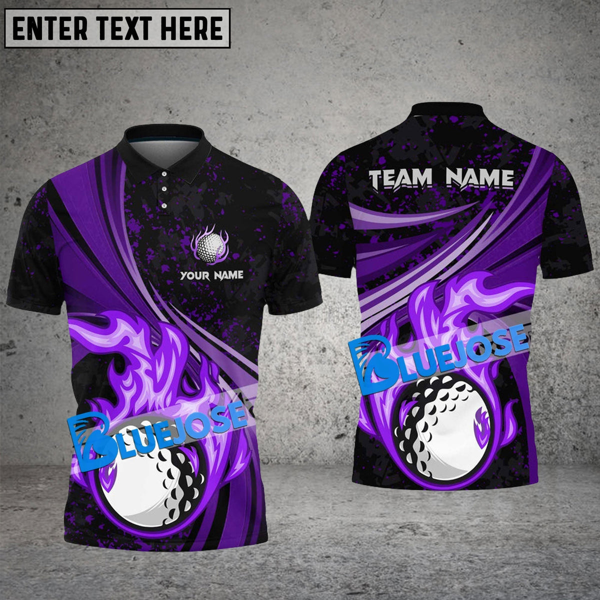 BlueJose Golf Ball Fire Flame Customized Name, Team Name 3D Shirts (4 Colors)