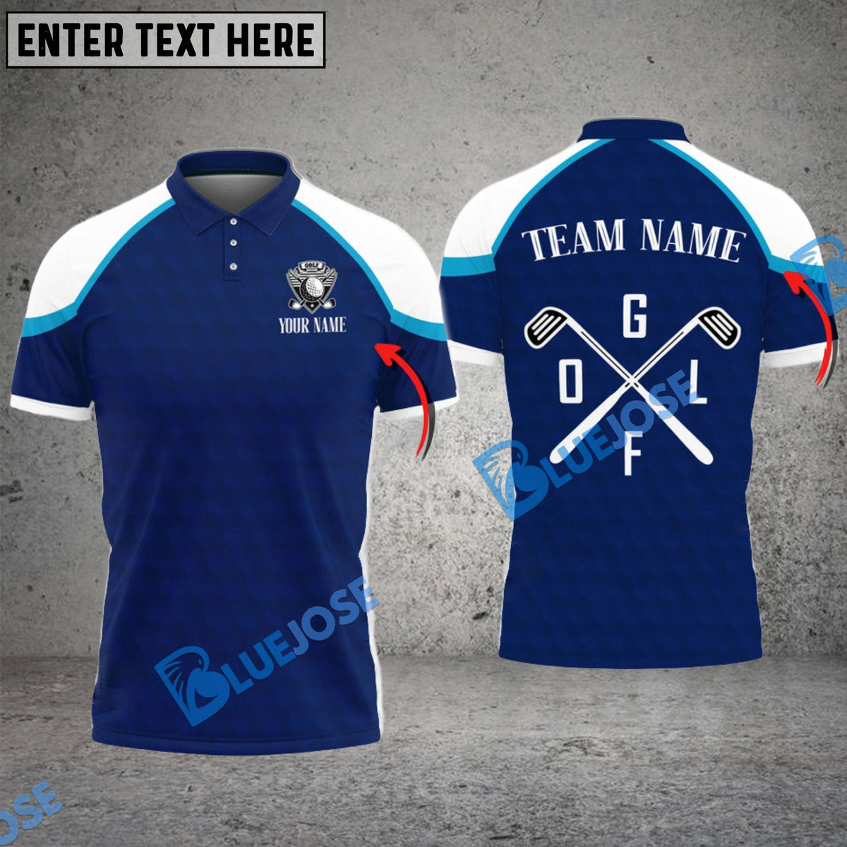 BlueJose Golf Premium Customized Name, Team Name 3D Shirts (4 Colors)
