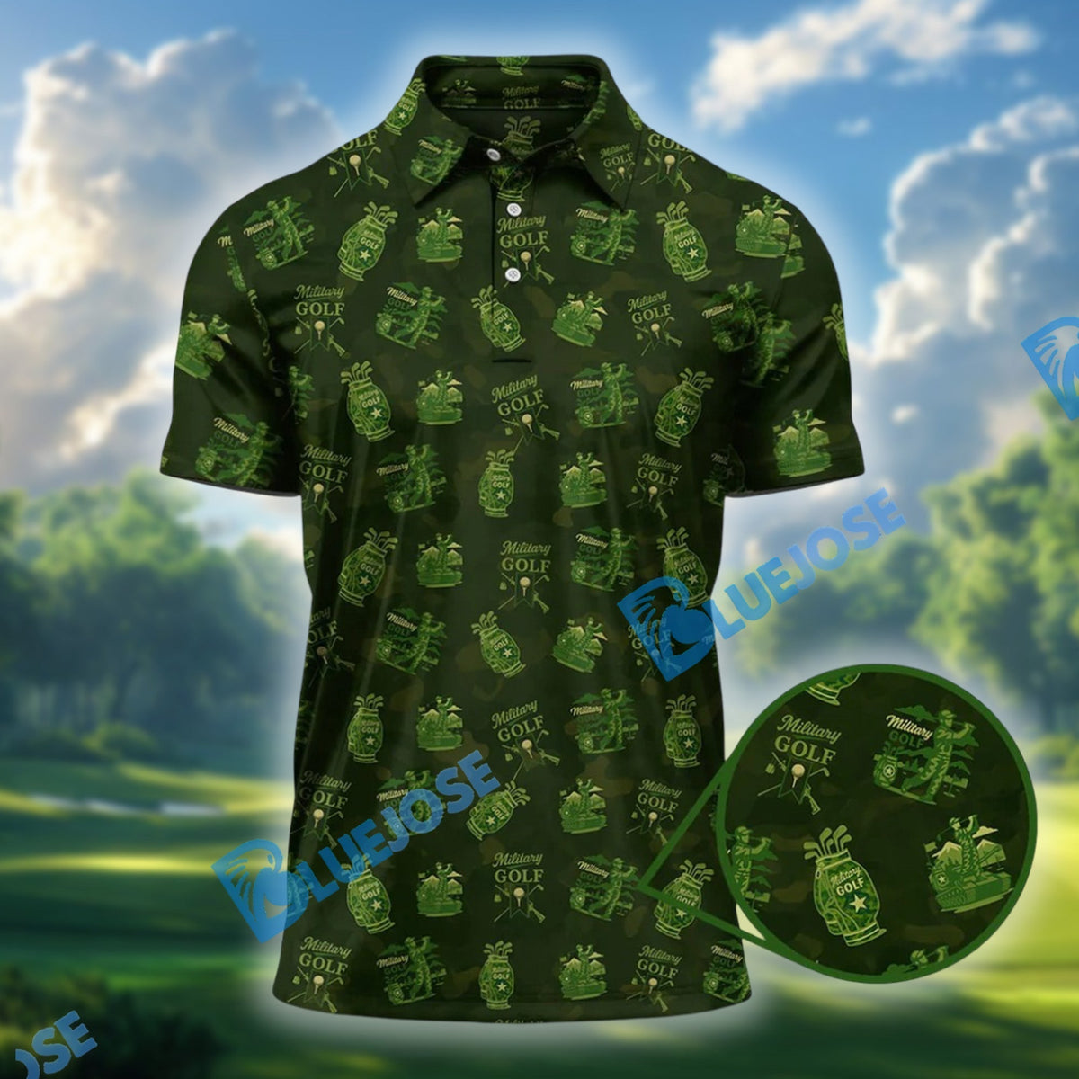 BlueJose Military Golf Pattern Shirt, Army Golf Shirts For Golf Lovers, Golf Gift For Men's
