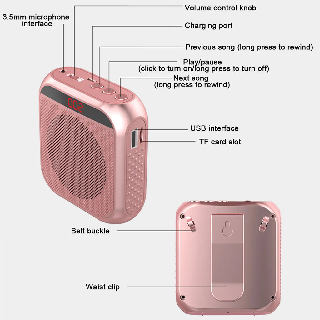 Loud Sound Megaphone Bullhorn Audio Amplifier Loudspeaker System Speaker Amplified USB Voice Microphone Megafon Teachers Speech