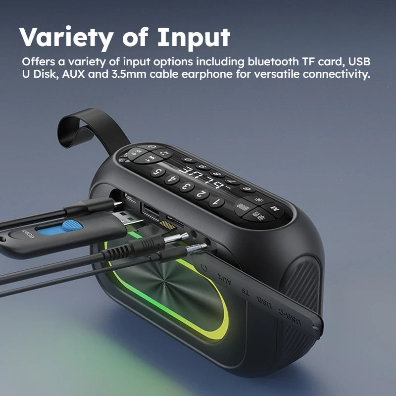 Monster M6 Outdoor Bluetooth Speaker Dual Speaker Powerful Portable Bluetooth Sound Box Support FM/TF/USB/AUX/Earphones Input