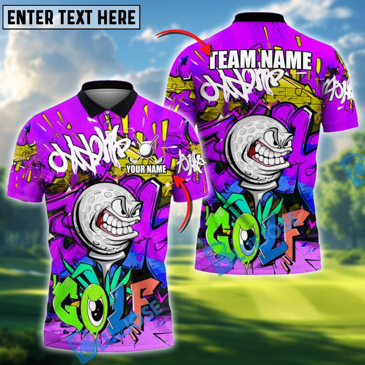 BlueJose Golf Graffiti Angry Golf Ball Art Multicolor Options Personalized Name, Team Name 3D Shirt (4 Colors)
