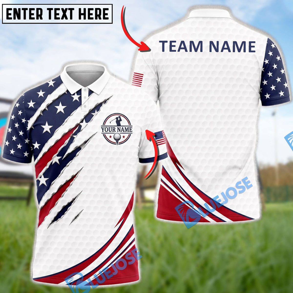 BlueJose Golf Patriot Claw Customized Name, Team Name 3D Shirt