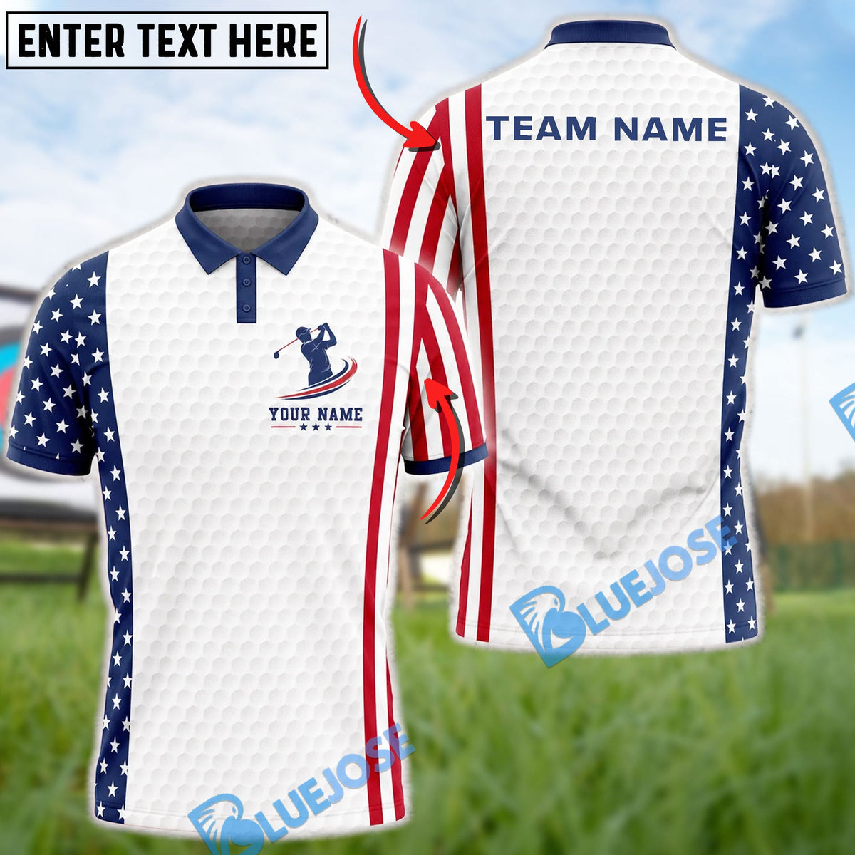 BlueJose Golf American Cool Swing Customized Name, Team Name 3D Shirt