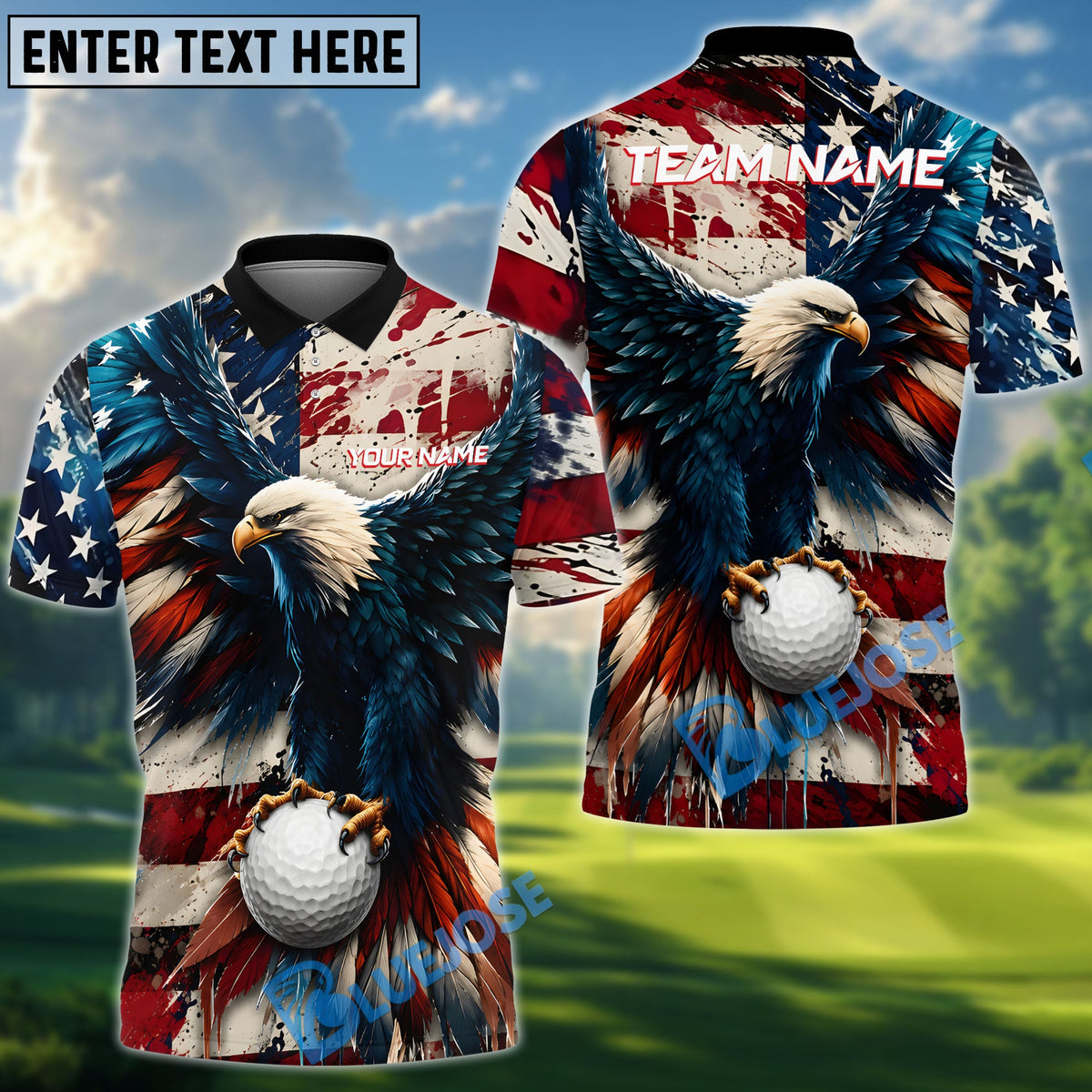 BlueJose Golf Patriot Break Customized Name, Team Name 3D Shirt