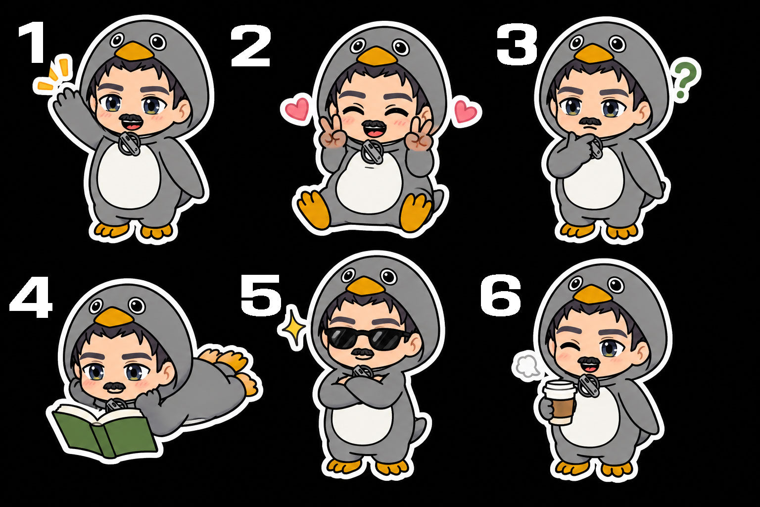 Gugugaga Penguin Papa Funny Sticker (Die-cut/Kiss-cut/Clear Tranfer)