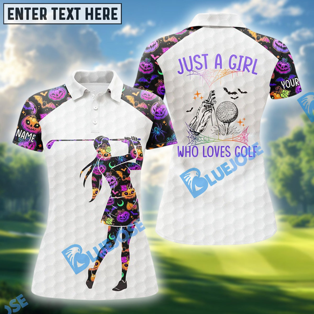 BlueJose Just A Girl Who Loves Golf Funny Halloween Golf Polos, Women‚Äö√Ñ√¥s Golf Shirt, Golf Shirts For Ladies