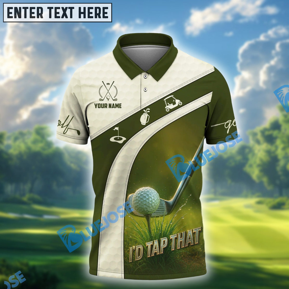 BlueJose I'd Tap That Funny Golf Shirt, Custom Name Golf 3D Shirts