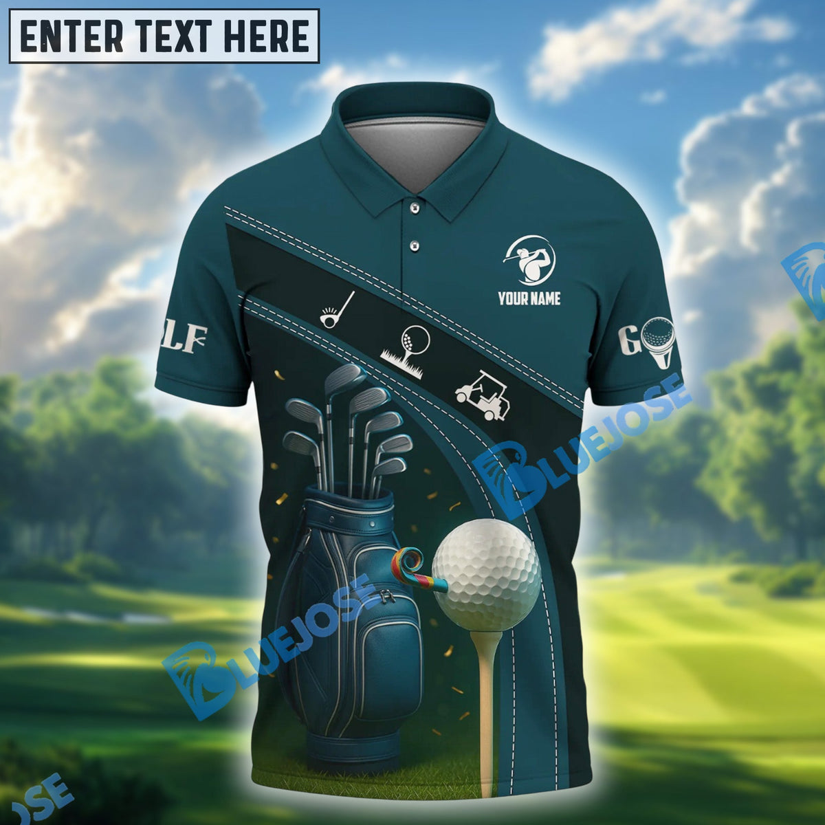 BlueJose Let‚Äö√Ñ√¥s Par Tee Golf Shirts, Custom Name & Team Name 3D Shirts