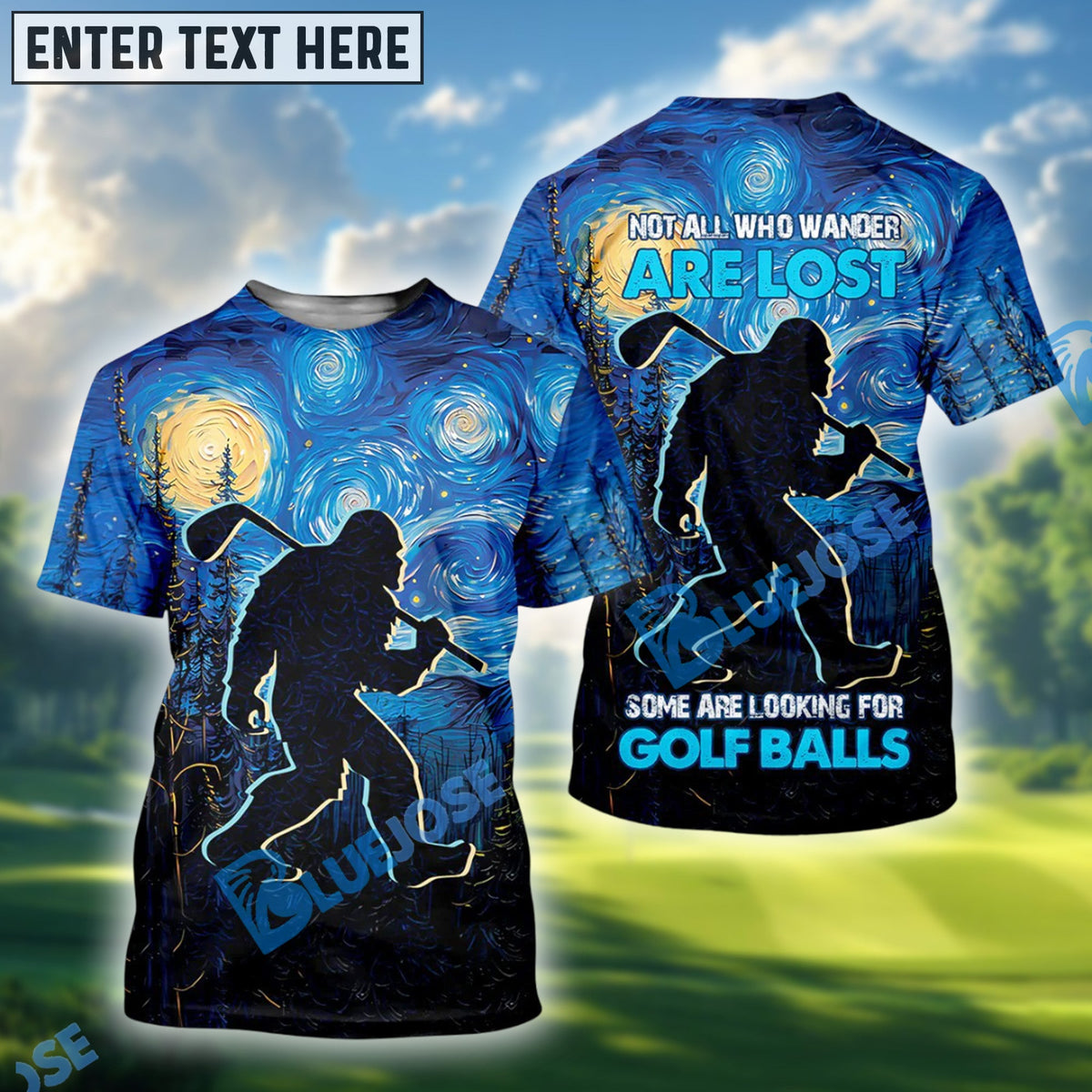BlueJose Not All Who Wander Are Lost Starry Night Shirt, Sasquatch Golf Shirt, Custom Name & Team Name Golf 3D Shirts
